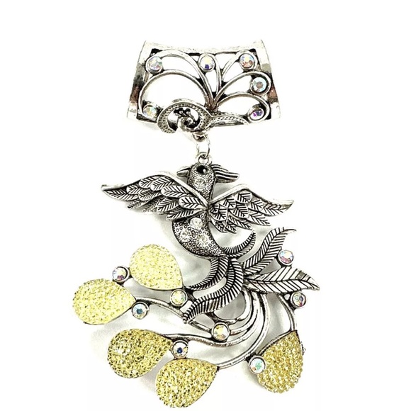 Scarf Pendant - Phoenix - Bird in Flight - Slide Charm Accessory - Picture 1 of 2